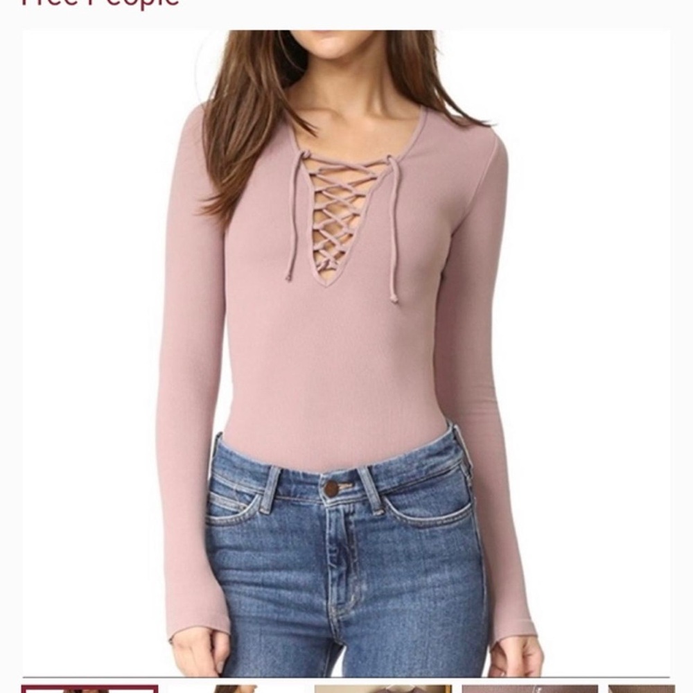 Forever 21 Pink Fitted Tie Front Bodysuit